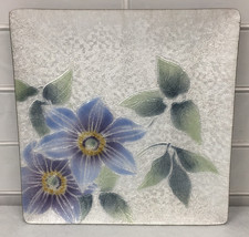 VTG TUTANKA SHIPPO YAKI JAPANESE ENAMEL CLOISSONE TRAY BLUE FLOWERS MARKED 1970s picture