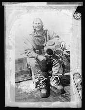 Photo:1919 1920 Diver in Diving Suit with Helmet and Air Hose Dorsey picture