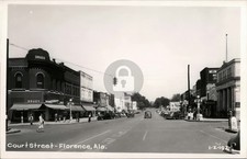 Court Street Florence AL Owl Drug Store Theatre Vintage Cars Cline RPPC COPY picture