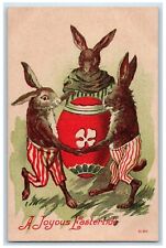 c1910's Easter Anthropomorphic Rabbits Playing Giant Egg Bristol NY Postcard picture