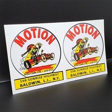 Pair of BALDWIN MOTION PERFORMANCE Vintage Style DECALS / Vinyl STICKERS picture