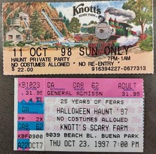 Vtg Knott’s Scary Farm Ticket Lot 1997 & 1998 Halloween Haunt Memorabilia Rare picture