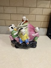 Vintage Chinese Porcelain Figurine Pi’s Kids Dragging A Peach picture