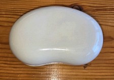 Vintage Signed Halston Bean Shaped Covered Dish White Ceramic Trinket Box picture