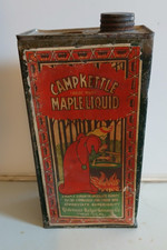 OLD ANTIQUE VINTAGE MAPLE SYRUP TIN CAMP KETTLE KANSAS CITY MO. WITCH FOREST AD picture