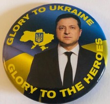 Modern Politics Pinback Glory to Ukraine/Heroes Zelensky President Button Badge picture