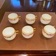 Antique A&K Limoges 6 Tea Cups White Floral 1892-1907~France picture