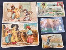 5 Vintage 1880s Lion Coffee Trade Cards Woolson Spice Toledo OH Die Cut Pig picture