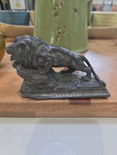 Antique 1935 - 1936 Leadership Award Lion Lead Pot Metal Art Deco Statue picture