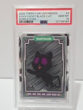 2025 Topps Chrome Veefriends Very Luck Black Cat - Purple Eyes #3 - PSA 10 picture
