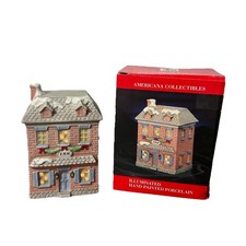 Vintage 1990 Americana Collectibles Illuminated Porcelain Inn Village House Box picture