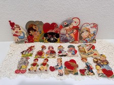 18 Vintage Mechanical Valentines Die Cut Movable Stand Up Cards Large Mixed Used picture