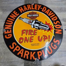 HARLEY SPARK PLUGS PORCELAIN ENAMEL SIGN 29 X 29 INCHES picture