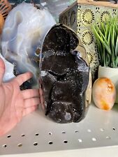 Large Septarian Geode Cluster Free Form Crystal Natural Geode Stone 8.5x5” picture