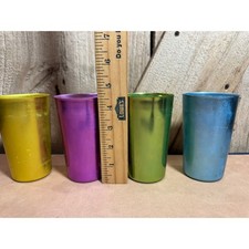 Set of 4 Vintage Bascal Aluminum Cup Tumblers Italy Multi Colors picture