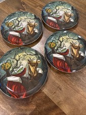 Four (4) West Elm Rachel Kozlowski Dapper Animal Salad Plate Halloween Headless picture