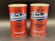 PAIR Vintage Budwine Soft Drink Athens Ga Charlotte NC 12 oz Soda Cans picture