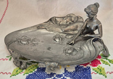 Art Nouveau Pewter Card Tray with a Mermaid at a Lily Pond picture