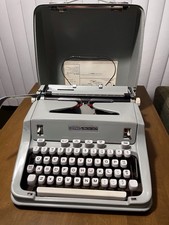 Vintage Hermes 3000 Portable Typewriter With Case Seafoam Green picture