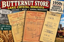 VTG 50s Lot Butternut Store Lake Crystal MN Grocery Receipts Account Slips Farm picture