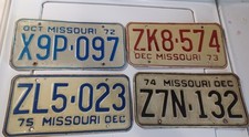 4 Missouri License plates 72 73 74 75 Garage man cave chevy ford dodge hobby bar picture