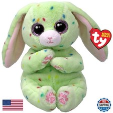 TY Beanie Bellies Fern Easter Bunny Green Glitter Pink Eyes 20cm T41514 picture