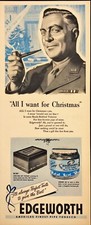 1943 Edgeworth Pipe Tobacco Christmas Military Man Smoking Pipe WWII Print Ad picture