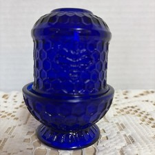 Bee Hive Glass Original Honeycomb Fairy Lamp in Royal- Cobalt Blue W Box 3.25” picture