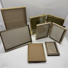 Vintage Lot Of 6 Small Brass Picture Frames Ornate Folding picture