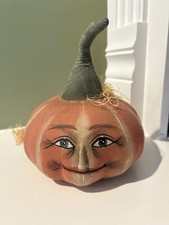 Joe Spencer Gathered Traditions Pumpkin Head Shelf Sitter Preowned excellent picture