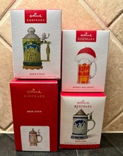Hallmark Keepsake Beer Stein/Mug Ornaments Lot of 4 - 2014, 2021 2022 2023 NIB picture