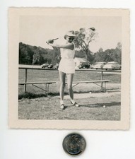 Old 1950's GOLFING photo / Lady Golfer Swings a Club at Chapel Hill Golf Course picture