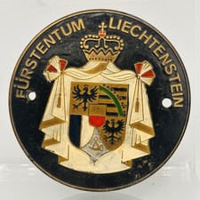 1950’s Fürstentum Liechtenstein Coat of Arms Enamel Car Grille Radiator Badge picture