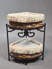 Vintage 2005 LONGABERGER Wrought Iron 2 Tier Corner Stand 2 Baskets and 2 Liners picture