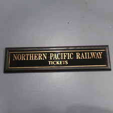 1930s NORTHERN PACIFIC RailwayRailroad Train Ticket Reverse Painted Glass Sign picture