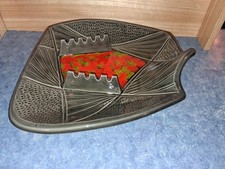 Vntg California Originals Ceramic Ashtray E.36 USA Orange Green Lava Glaze 13