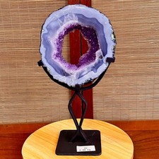 4.4LB Natural Amethyst Cave Crystal Slice Crescent shaped Hand Cut Repai picture