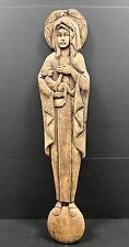 CARVED WOOD RELIGIOUS MADONNA AND CHILD WALL PLAQUE picture