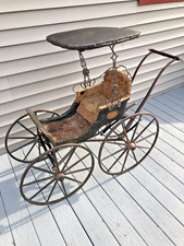 Antique Original Fancy 1850 Childs Carriage Museum Stored Over 100 Years No Res. picture