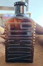 RARE Antique Poison Bottle, Triangle Amber Brown Glass Cork, Abbott Labs picture