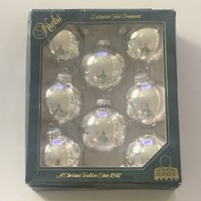 Vintage Krebs Port Velvet 2.5” Ornaments Silver Finish (Set Of 8) picture