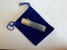 Antique Victorian Silver Mounted Glass Scent Bottle Gilt Vermeil Perfume Stopper picture