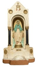 Vintage Virgin Mary Chalkware Statue Shrine Hand Painted picture