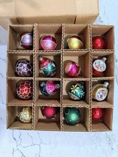 Vintage Lot Glass Blown Christmas Ornaments 16 Poland , Rauch Hand Painted 2” picture