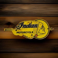 Vintage Indian Motorcycles Porcelain Sign Chief Triumph Harley Davidson Gas Oil picture