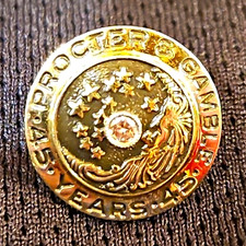Vintage Procter & Gamble 45 Years Employee Service Pin Moon & Stars 10K Gold picture