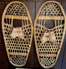 Awesome Antique pair Bentwood gut snow shoes wood snowshoes 2nd set picture
