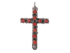 Vintage Native American Sterling coral cross picture