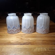 Lot Of 3 Antique victorian Glass White Vintage electric oil Lamp Light Shades picture