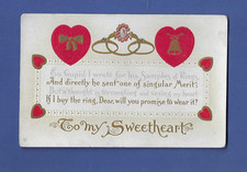 vtg 1910s postcard VALENTINE Cupid I Wrote For His Samples of Rings unposted  O picture